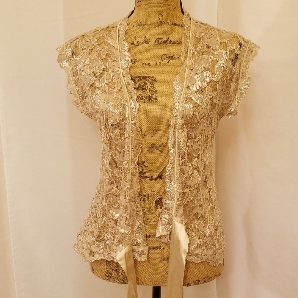 The Limited festival gold metallic lace wrap sheer - Picture 3 of 8